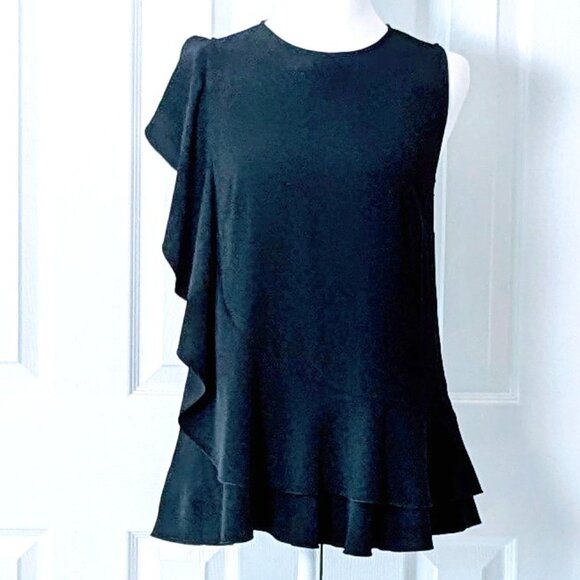 Ann Taylor Tops - ANN TAYLOR Women's Sleeveless Ruffle Accent Blouse Top  Size S  Black  NWT